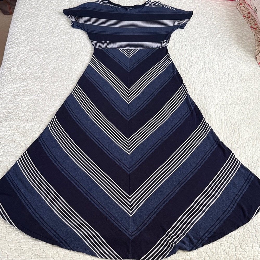 Tommy Hilfiger White Blue Dolman Striped Viscose Maxi Dress EUC S/P